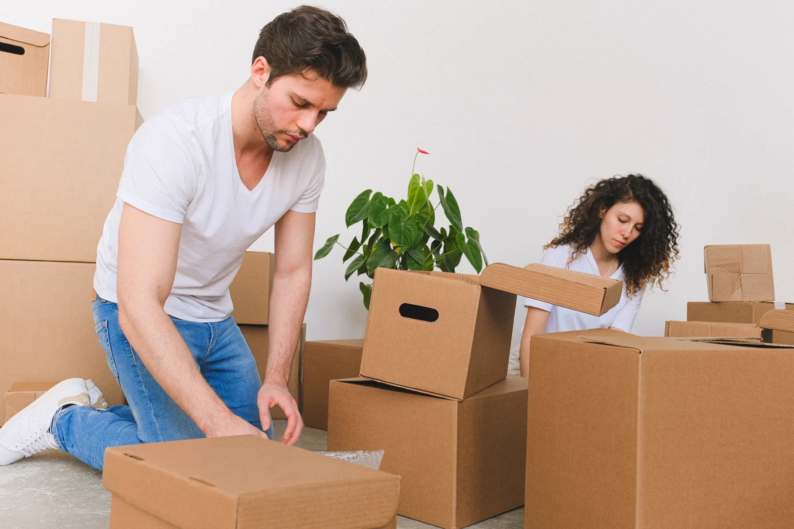 Apartment Moving: Boxes packed and taped for the move